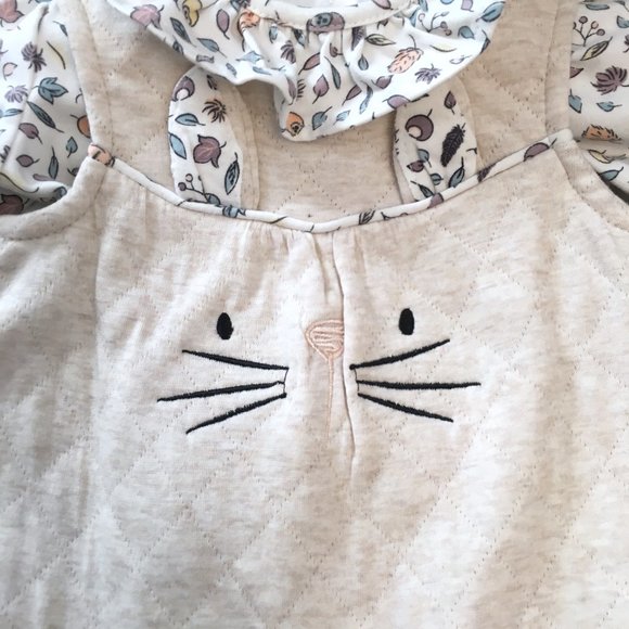 Dylan & Abby NEW Baby Girl 3 Piece Set Bunny Overalls Top Hat Size 6 to 9 Months - Picture 7 of 17